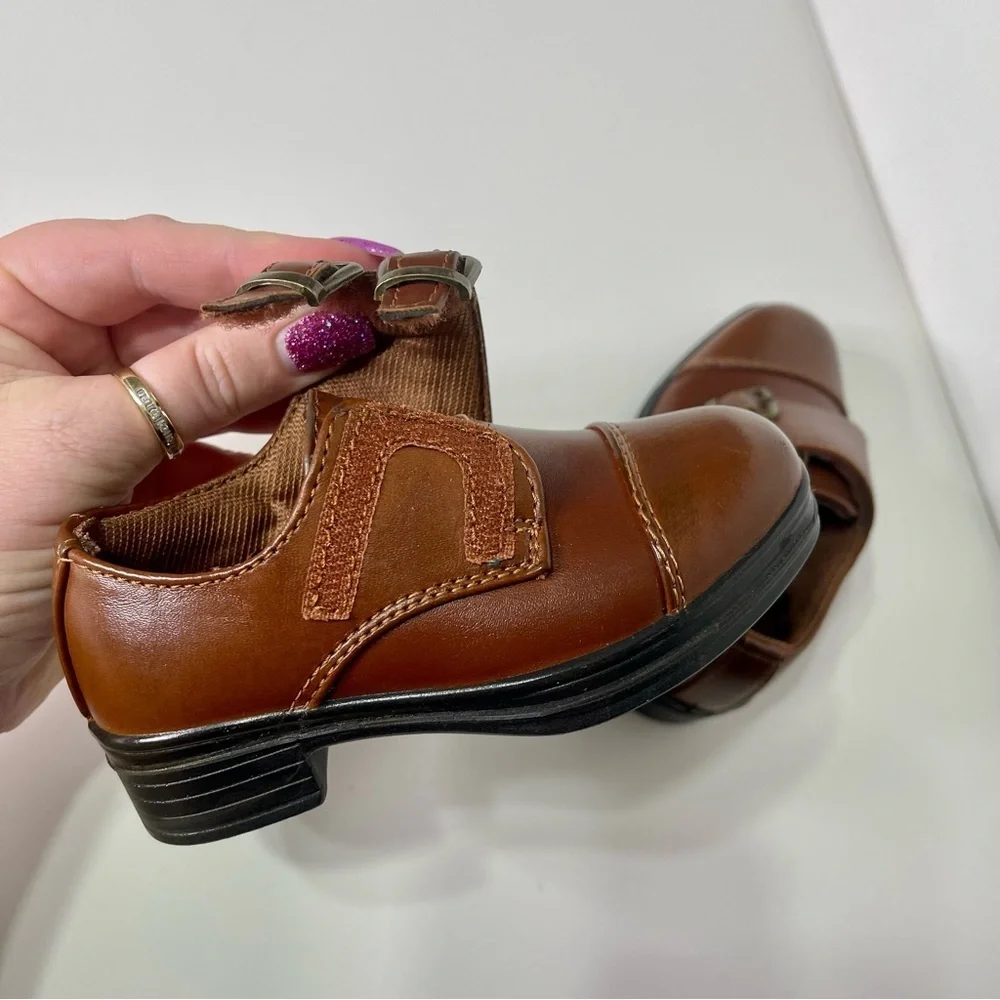 Deer Stags Double Strap Cap Toe Dress Shoes Congac Brown Size 5 Toddler Boy